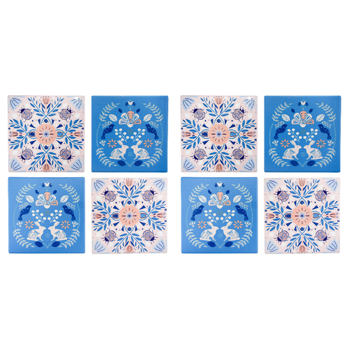 2x 4pc LVD Ceramic Coasters Folsky Pinks Home/Kitchen Decor 9.5cm Square