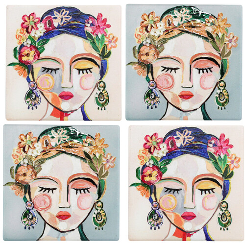 4pc LVD Coasters Delilah Ceramic Cup/Mug Mat Table Protector Square