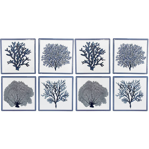 8pc LVD Ceramic Coasters Table Protector Square 9x9cm - Classic Coral