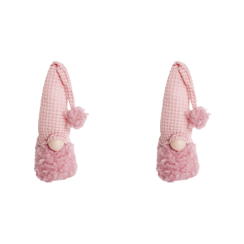 2PK LVD Polyester Fluffy Chrissy Gnome Home/Living Room Xmas Decor 11x40cm Pink