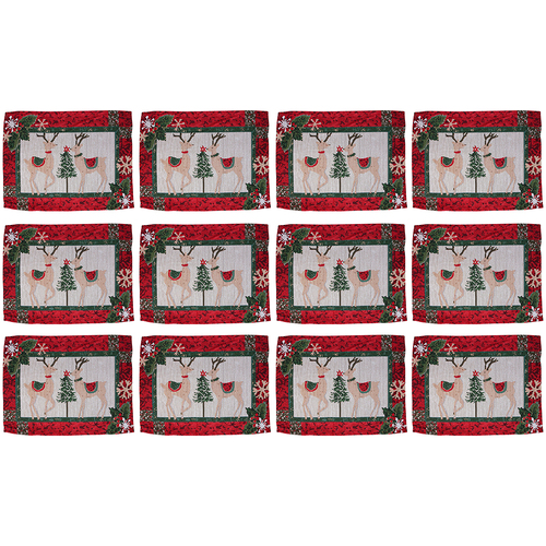 12PK LVD Placemat Reindeer Pair Decorative Tableware/Serveware