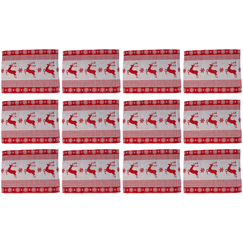 12PK LVD Placemat Prancing Reindeer Decorative Tableware/Serveware