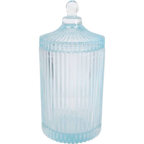LVD Glass Trinket Box Storage Decor Round Tall 22cm - Theo Sky