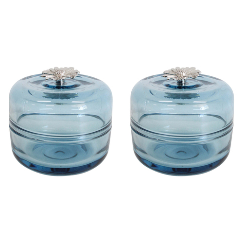 2PK LVD Glass Trinket Box Storage Decor Round 9.5cm - Wilde Ocean