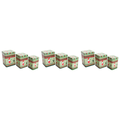 3PK 3pc LVD Metal Tins Dancing Elves Christmas Home Decor