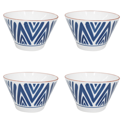 4PK LVD Ceramic 13cm Rice Bowl Moroc Round Dinnerware - White/Blue