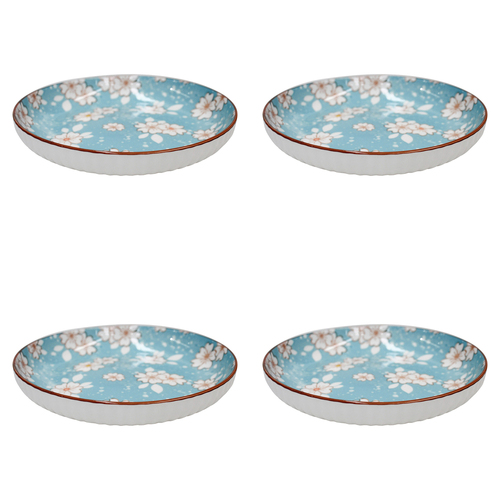 4PK LVD Blossom Ceramic 18.5cm Side Plate Dish Round - Blue
