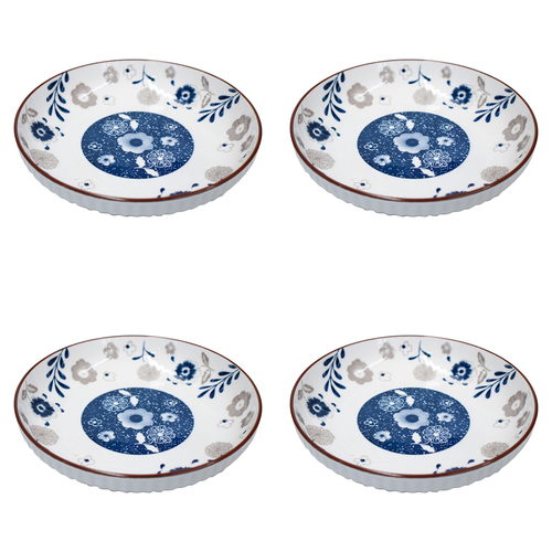 4PK LVD Midnight Ceramic 18cm Floral Side Plate Dish Round - White