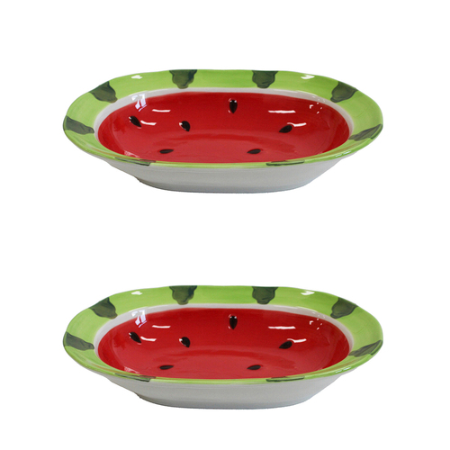 2PK LVD Watermelon Ceramic 24cm Plate Snack Serving Dish Large