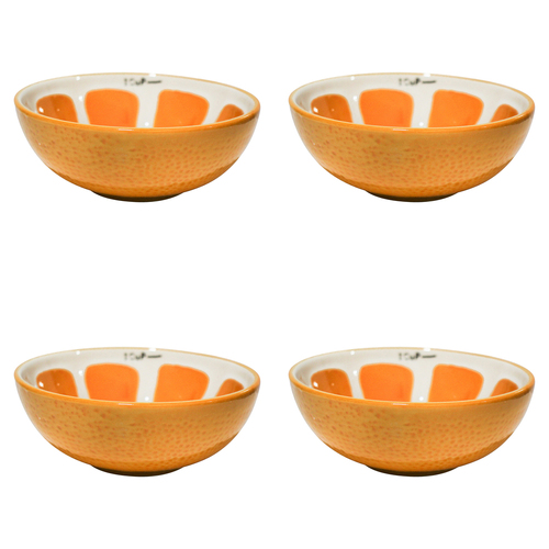 4PK LVD Ceramic 12cm Bowl Orange Burst Round Dish Dinnerware