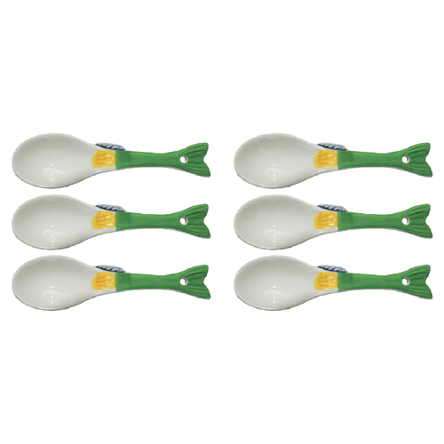 6PK LVD Ceramic 13.5cm Fish Oscar Spoon Food/Soup Serving Utensil