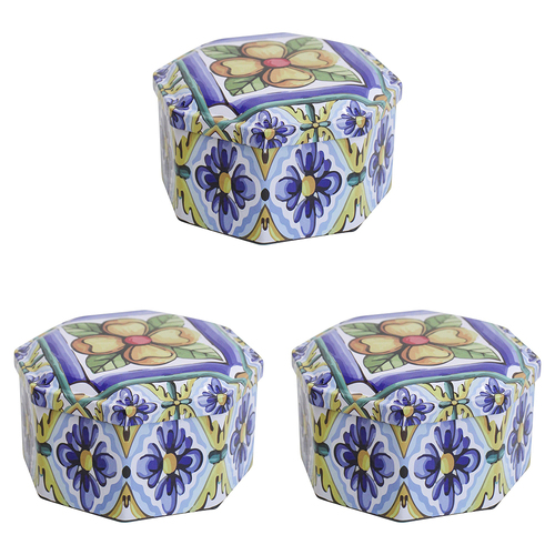 3PK LVD Santorini 11cm Metal Tin Home/Bedroom Decorative Canister