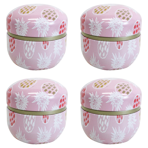 4PK LVD Pink Blossom 8.5cm Metal Tin Home/Bedroom Decorative Canister