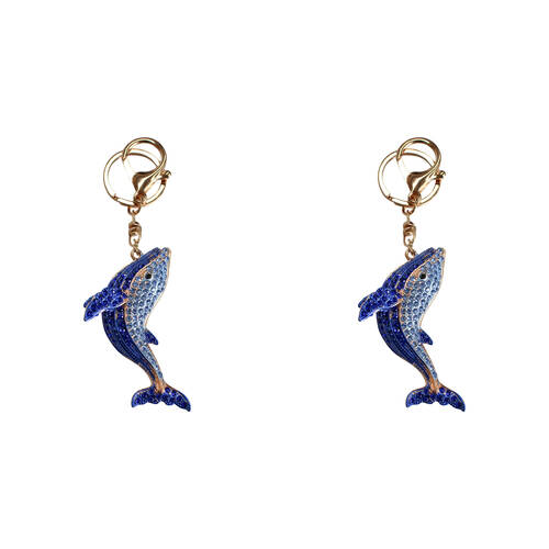2PK LVD Metal Whale Keyring Women's Accessory 7cm Blue