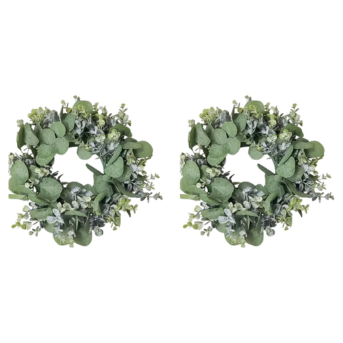 2PK LVD Wreath 28cm Plastic Silvergum Home Decor Small - Green