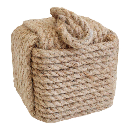 LVD Rope Square Natural 16cm Jute Concrete Doorstop Weighted Stopper Home Decor