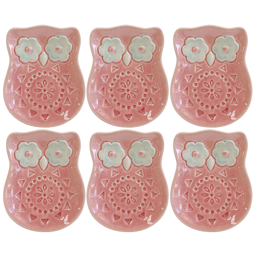 6PK LVD Ceramic Ornament Owl Plate Berry Decorative Home Decor