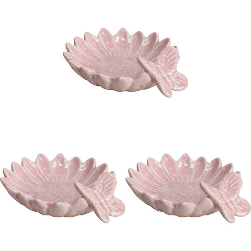 3PK LVD Daisy Ceramic Plate Trinket Dish 10x4.5cm - Blush