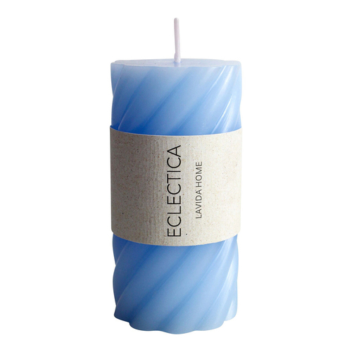 LVD Unscented 10cm Wax Twirl Pillar Candle Decor - Blue