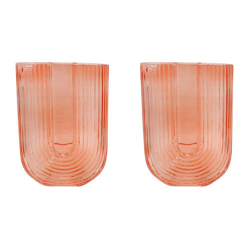 2PK LVD Glass Vase Arch Saffron Small Home Decor 13x18.5cm