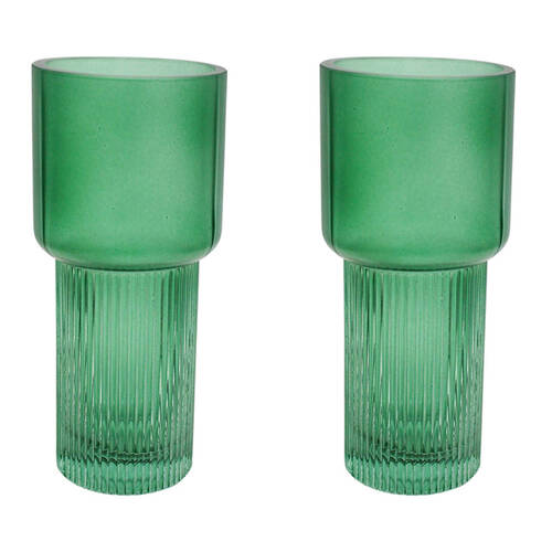 2PK LVD Glass Vase Market Small Juniper Home Decor 8x18cm - Green