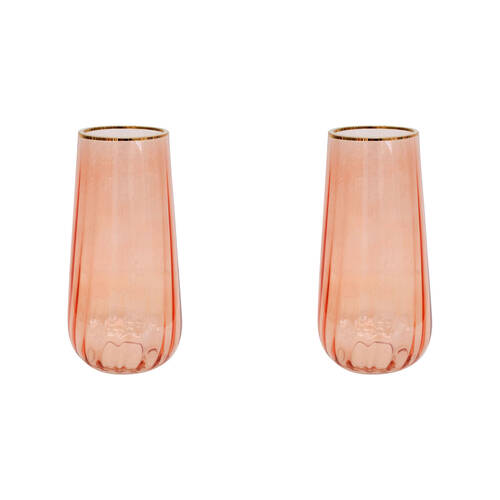 2PK LVD Glass Vase Belle Small Saffron Home Decor 7x20cm - Orange
