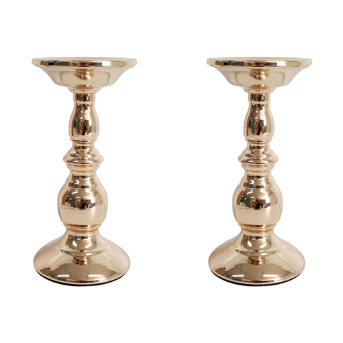 2PK LVD Metal 23cm Candle Stick Holder Decor Large - Rose Gold