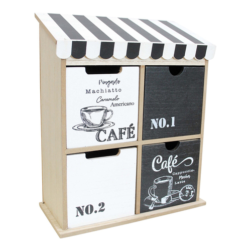LVD Quad Cafe MDF 28cm Drawers Home/Kitchen Countertop Coffee/Teabags Organiser