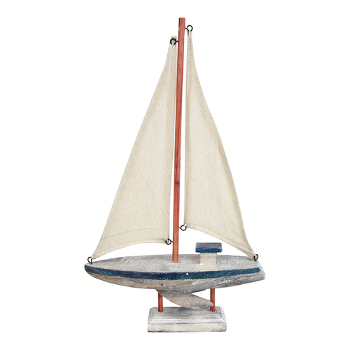 LVD MDF 35cm Sailboat Docks Home Centrepiece Decor Medium - White