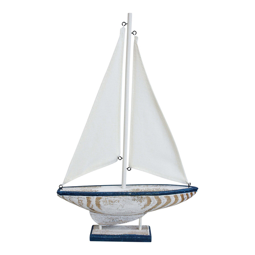 LVD MDF 37cm Sailboat Nautical Home Centrepiece Decor Medium - White