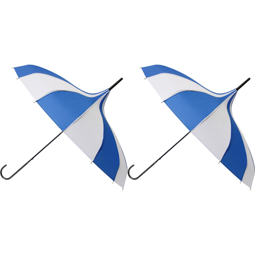 2PK LVD Point Blue Stripe Durable On The Go Portable Umbrella
