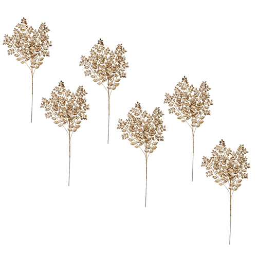 6PK LVD Faux 88cm Laurel Stem Artificial/Fake Plant - Gold