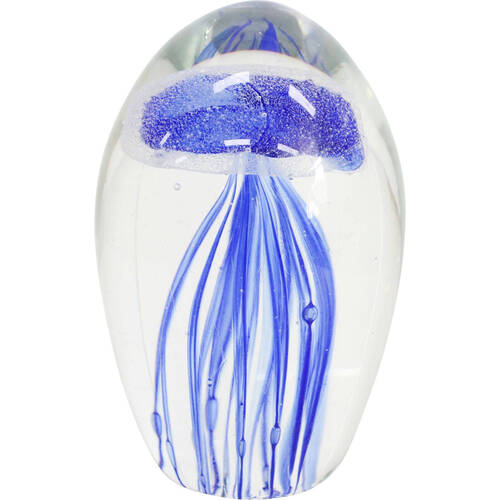 LVD Glass Jellyfish Figurine Medium Home/Office Decor 6x12cm - Blue