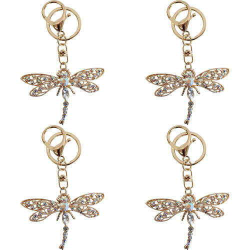 4PK LVD Metal Dragonfly Keyring Women's Accessory 10cm Gold