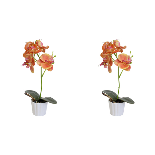 2PK LVD Faux Orchid Small Decorative Lighting Home Decor Peach