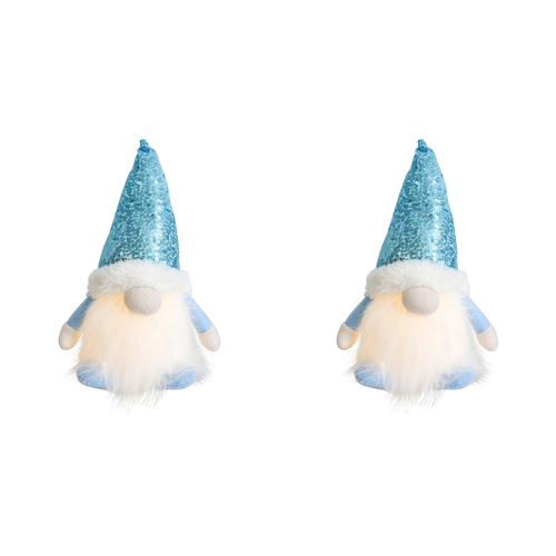 2PK LVD Polyester LED Sky Gnome Home/Living Room Christmas Decor 15x30cm Blue
