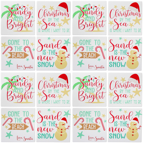 4x 4pc LVD Coasters Xmas By The Sea Decorative Barware/Serveware Home Kitchen