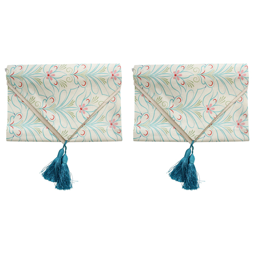 2PK LVD 33x180cm Linen Delight Table Runner Home Decor - Aqua