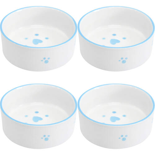 4PK LVD Ceramic Small/Medium Pet Drinking/Feeding Bowl 13x5cm Blue Paws