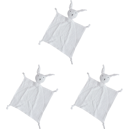 3PK LVD Bunny Soft Cotton Blankie Pearl Home/Nursery Decor Children/Baby 30cm