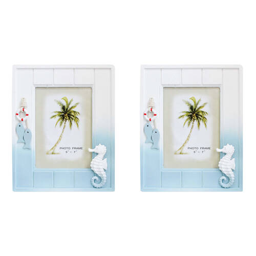 2PK LVD Wooden Glass Picture/Photo Coastal Frame 5x7 21x26x1.5cm Beachside