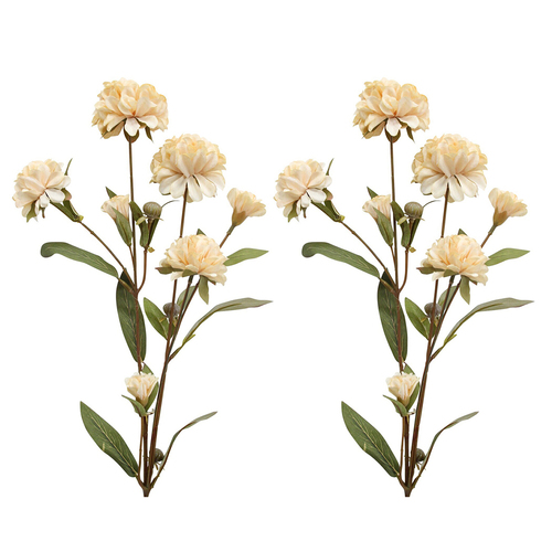 2PK LVD Faux 70cm Dahlia Stem Artificial/Fake Flower Plant - White