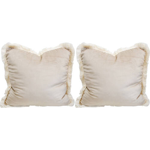 2PK LVD Velvet Plush Decorative Home Cushion Pillow 45x45cm Neutral Ivory