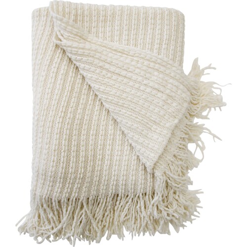 LVD 152cm Throw Comfort Blanket Home/Room Warmer Cloth Stitches Ivory