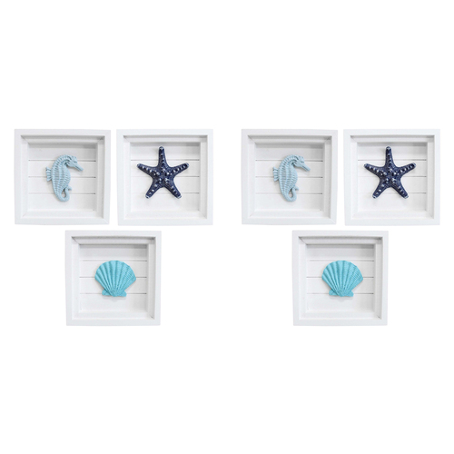 2PK LVD MDF 16x16cm Wall Hanging Art Beachside Display Decor - Assorted