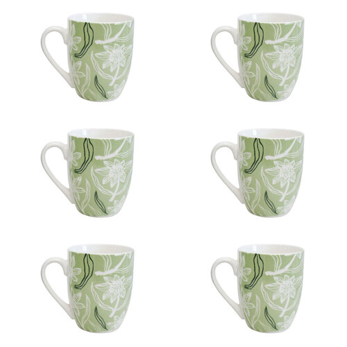 6PK LVD Ceramic Coffee Mug Burbank Home/Kitchen Drinkware 10.5cm Assorted