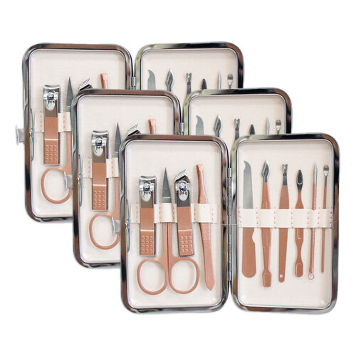 3PK 11pc LVD Metal/Plastic 12.5cm Manicure Set Clipper/Cuticle Kit - Ivory/Copper