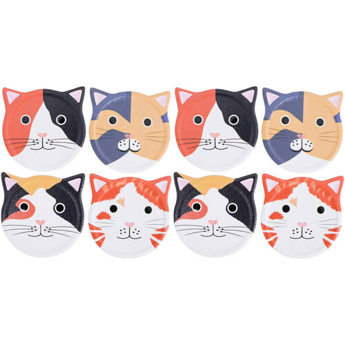 2x 4pc LVD Ceramic Coffee Table Decor Coasters Set 10.5x0.5x10.5cm Cat Faces