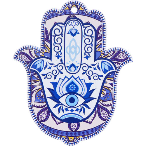LVD Ceramic Home Decorative Hamsa Hand 1 Wall Art 15x1x19cm Blue/White