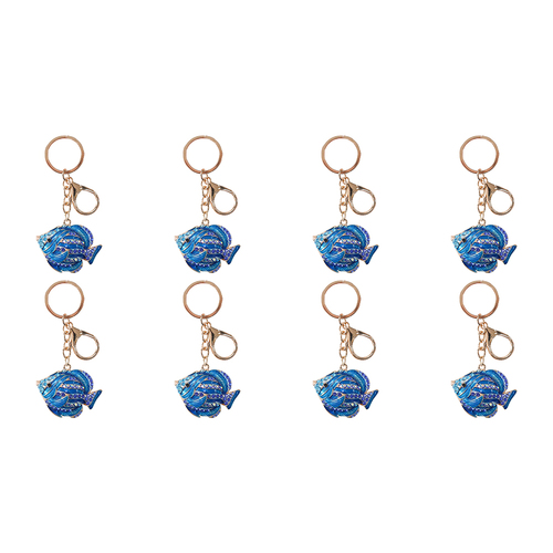 8PK LVD Keyring Ocean Fish Decorative Womens Clip On Ring
